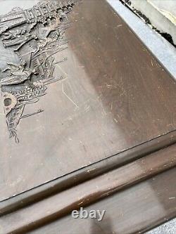 Antique Chinese Oriental carved large wooden kist Cedar Wood