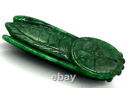 Antique Chinese Pendant Art Deco Imperial Jade Large Cicada Insect Hand Carved