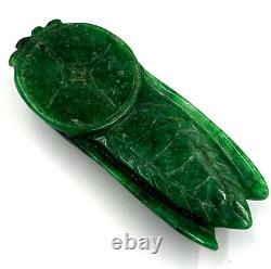 Antique Chinese Pendant Art Deco Imperial Jade Large Cicada Insect Hand Carved