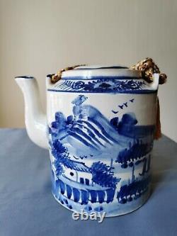 Antique Chinese Porcelain Blue & White Large Teapt Republic Peorid Marked