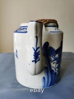 Antique Chinese Porcelain Blue & White Large Teapt Republic Peorid Marked