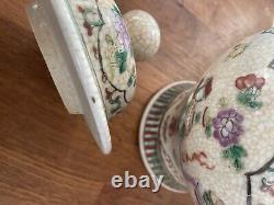 Antique Chinese Porcelain Crackle Glaze Jar Lidded Large