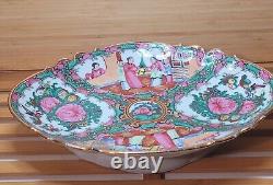 Antique Chinese Porcelain Famille Rose Medallion Large Footed Platter 13×10
