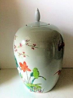 Antique Chinese Porcelain Hand Painted Large Ginger Jar