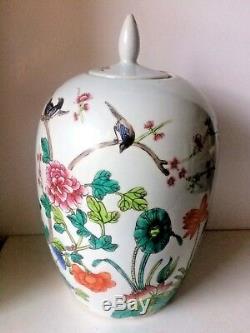 Antique Chinese Porcelain Hand Painted Large Ginger Jar