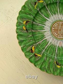 Antique Chinese Porcelain Plate Cabbage Leaf Large Famille Verte