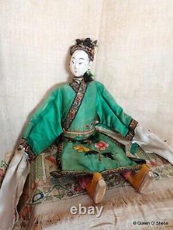 Antique Chinese Puppet Opera Doll Rare Large 19th Century Signed 47 cm 18 1/2 in