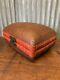 Antique Chinese Red Woven Basket Cushion Case Suitcase Bronze Handles Rare Large