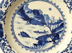 Antique Chinese Republic Large Blue & White Porcelain Charger