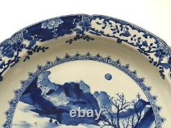 Antique Chinese Republic Large Blue & White Porcelain Charger