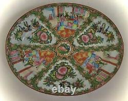 Antique Chinese Rose Medallion Large Oval Platter Circa 1920 15