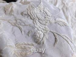 Antique Chinese Silk Hand Embroidered Shawl, Large Size