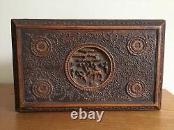 Antique Chinese large carved wooden box