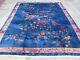 Antique Hand Made Artdeco Chinese Oriental Navy Blue Wool Large Carpet 292x242cm