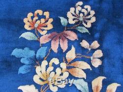 Antique Hand Made ArtDeco Chinese Oriental Navy Blue Wool Large Carpet 355x312cm