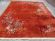 Antique Hand Made Artdeco Chinese Oriental Red Wool Large Carpet 310x270cm