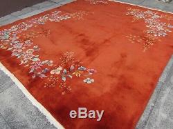 Antique Hand Made ArtDeco Chinese Oriental Red Wool Large Carpet 310x270cm
