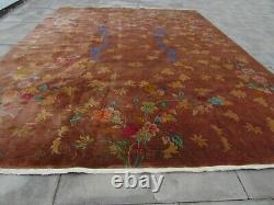 Antique Hand Made Art Deco Chinese Carpet Brown Wool Large Carpet 480x360cm