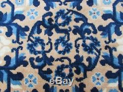 Antique Hand Made Art Deco Chinese Oriental Beige Blue Wool Large Rug 245x167cm
