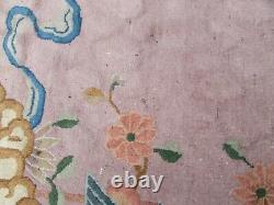 Antique Hand Made Art Deco Chinese Oriental Pink Wool Large Carpet 383x307cm