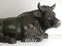 Antique Japanese Meiji Bronze Cast Iron LARGE Bull Statue