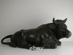 Antique Japanese Meiji Bronze Cast Iron LARGE Bull Statue
