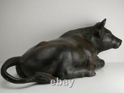 Antique Japanese Meiji Bronze Cast Iron LARGE Bull Statue