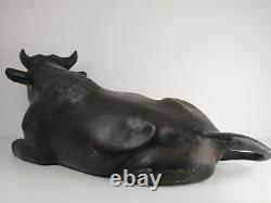 Antique Japanese Meiji Bronze Cast Iron LARGE Bull Statue