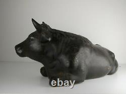 Antique Japanese Meiji Bronze Cast Iron LARGE Bull Statue