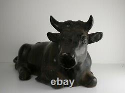 Antique Japanese Meiji Bronze Cast Iron LARGE Bull Statue