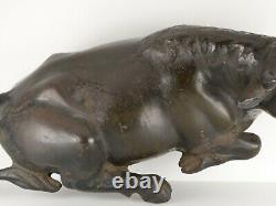 Antique Japanese Meiji Bronze Cast Iron LARGE Bull Statue