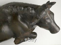 Antique Japanese Meiji Bronze Cast Iron LARGE Bull Statue