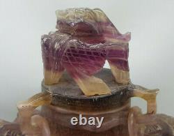 Antique Large Chinese Carved Amethyst Crystal Vase/incense Burner