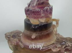 Antique Large Chinese Carved Amethyst Crystal Vase/incense Burner