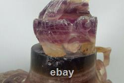 Antique Large Chinese Carved Amethyst Crystal Vase/incense Burner