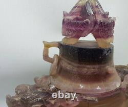 Antique Large Chinese Carved Amethyst Crystal Vase/incense Burner