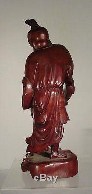 Antique Large Chinese Carved Boxwood Hardwood Immortal Figure Scholar