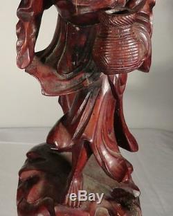 Antique Large Chinese Carved Boxwood Hardwood Immortal Figure Scholar