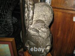 Antique Large Chinese Carved Stone Buddha Head and Custom Wood Stand