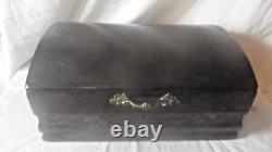 Antique Large Chinese Export Black Lacquer Box & Contents