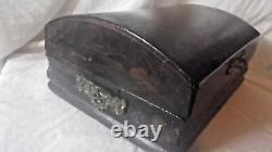 Antique Large Chinese Export Black Lacquer Box & Contents