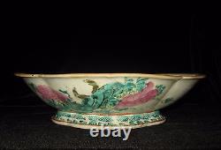 Antique Large Chinese Famille Rose Footed Porcelain Bowl