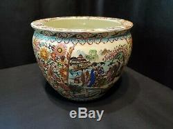 Antique Large Chinese Oriental Asian Pottery Porcelain Fish Bowl Planter