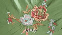 Antique Large Chinese Piano Shawl Hand Embroidered Silk Rose