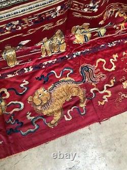Antique Large Chinese Silk Embroider Tapestry Shou, Qing Dynasty. 170 x 72