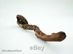 Antique Large Chinese Wood Carved Ruyi Sceptre Reticulated Floral Design