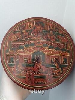 Antique Large Chinese Wooden Laquer Handpainted Box