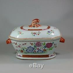 Antique Large Chinese octagonal famille rose tureen and cover, Qianlong 1736-95