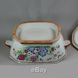 Antique Large Chinese octagonal famille rose tureen and cover, Qianlong 1736-95