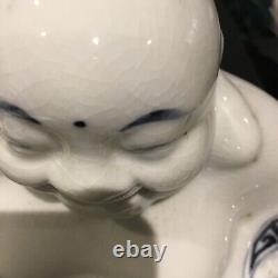 Antique Large Chinese porcelain blue and white seated Buddha